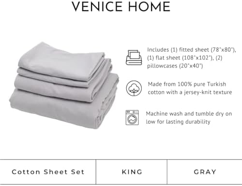 100% Cotton Bed Sheet Set with Deep Pocket - T-Shirt Fabric Jersey