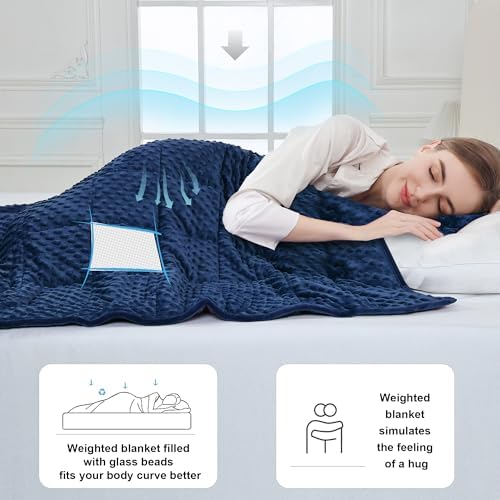 Alomidds Weighted Blanket for Adults 20lbs Twin 48"x72" Minky Navy