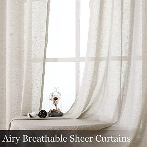 Miss SELETEX Natural Linen Sheer Curtains for Living Room Elegant