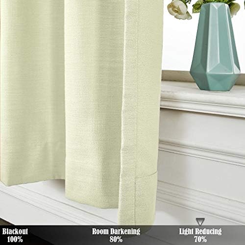 TWOPAGES Solid Ivory White Linen Cotton Back Tab Drape Window