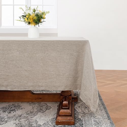 Linen World Linen Tablecloth,100% French Linen Natural Tablecloth 72"