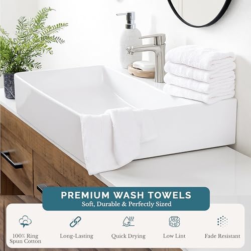 Casa Platino Washcloths 100% Cotton 6 Pack Soft Absorbent - White