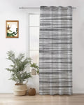 Gray Striped Curtains 63 inches Long for Living Room Bedroom Boho Ash
