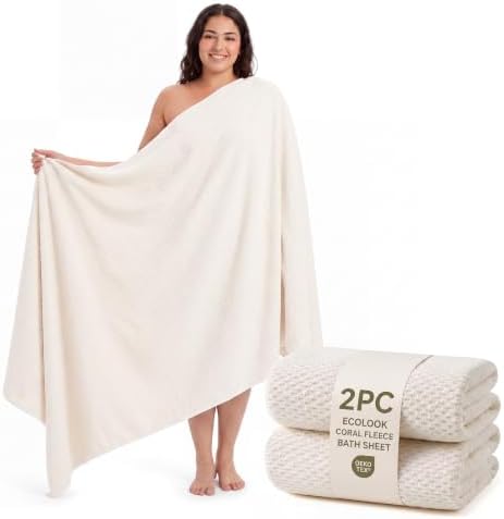 ecolook Microfiber Bath Sheet 35x70in, Lightweight & Quick Dry, Beige