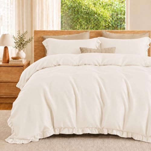 Ruffle Duvet Cover Set King Size, 100% Viscose Derived from Bamboo