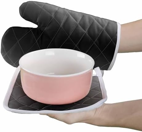 Quilted Cotton Terry Cloth Oven Mitt, Pot Holder Grey Black Gradient