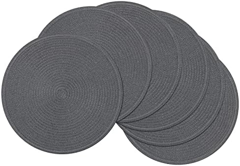 SHACOS Round Placemats Set of 6 Washable 15 inch Round Table Mats