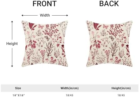 Christmas Pillow Covers 18x18 Inch Set of 2,Burgundy Red Wild Flower