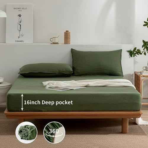EVERLY Linen Twin Sheets Set, 100% Stonewashed French Linen Bed Sheets