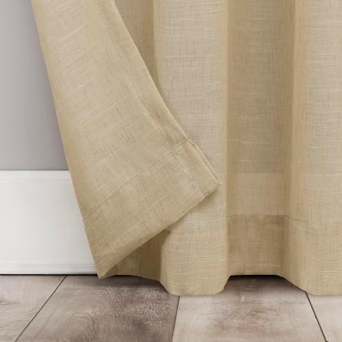 Archaeo Slub Textured Linen Blend Grommet Top Curtain, 52" W x 63" L