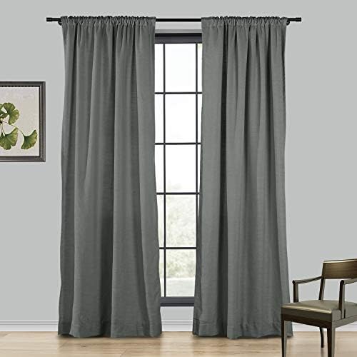 ChadMade Linen Curtain 100Wx120L inch Drape, Room Darkening Lining