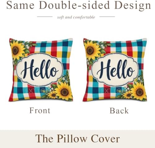 House Plaid Pillow Covers 22x22 Inch Set of 2 Linen for Farmhouse