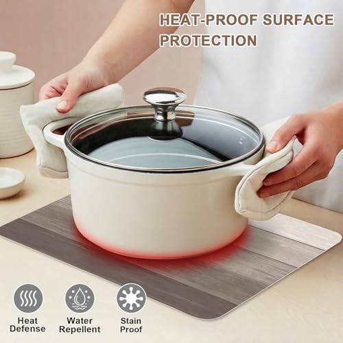 Faux Leather Placemats Set of 6 Khaki Wood Grain Waterproof Heat