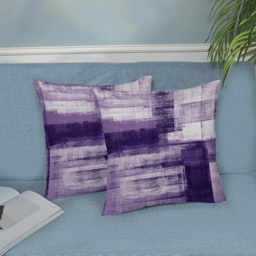 AEIOAE Purple Plum White Pillow Covers 18x18 Inch Set of 2,Abstract