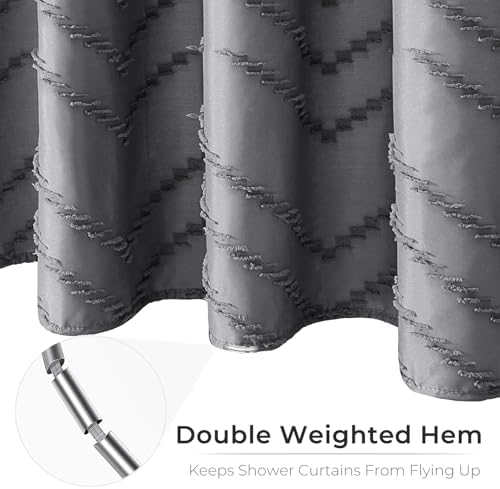Grey Boho Fabric Shower Curtain 72 x 72 Inches
