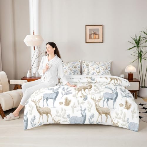Castle Fairy Deer Winter 7 Piece Bedding Set Woodland Elk Pine