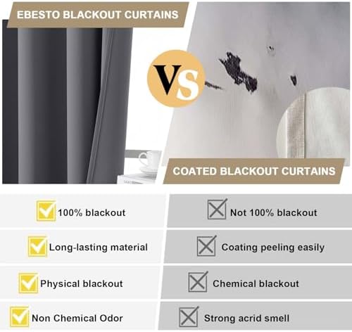 100% Blackout Curtains for Bedroom - Extro Long Thermal Insulated