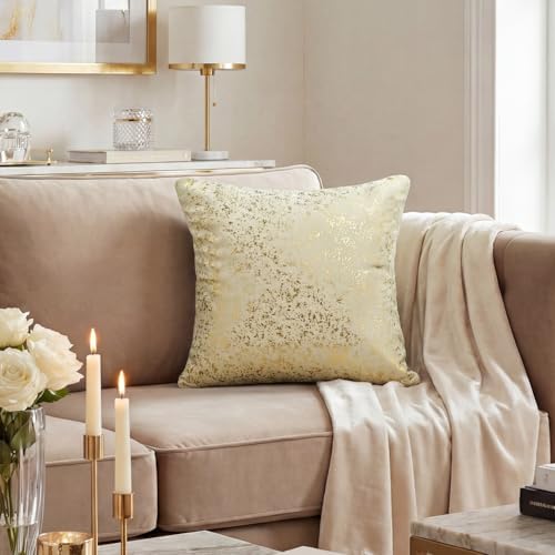 AVOIN colorlife Gold Foil Velvet Throw Pillow Covers 20 x 20 Inch