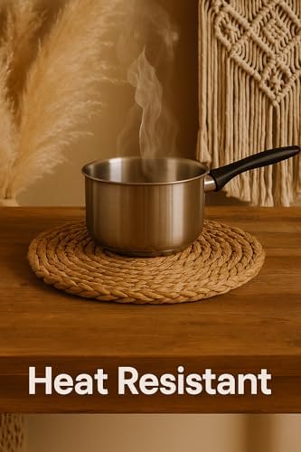 Round Woven Placemats Set of 6 – 11.8” Boho Table Mats – Rustic