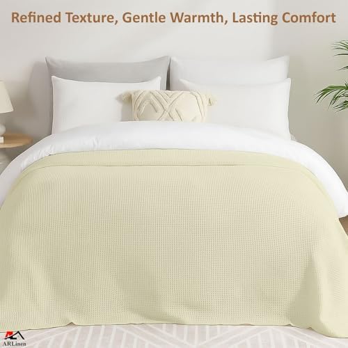 ARlinen Waffle Bed Blanket, 100% Cotton, Soft, Lightweight