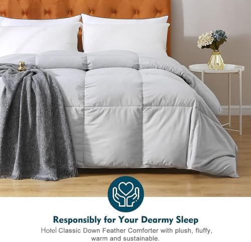 Feathers Down Comforter Twin,Medium Warm All-Season Duvet Insert