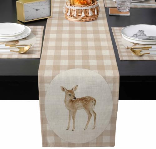 Resting Fawn Table Runner and Placemats Set of 6 Minimalist Farmhouse