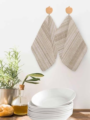 Abstract Beige Waffle Kitchen Towel Set of 3 Rustic Farmhouse