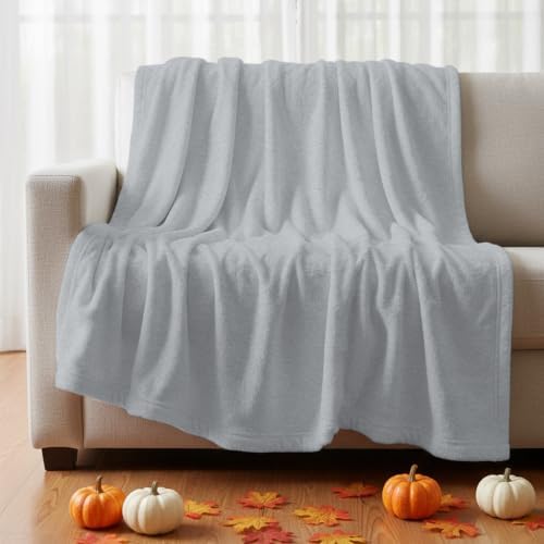 Silver Gray Ultra Soft Flannel Fleece Bed Blanket Boho Light Gray
