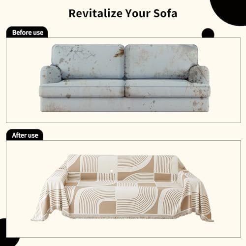 WEYOND Boho Couch Cover, Chenille Sofa Covers Washable, 71" x 102"