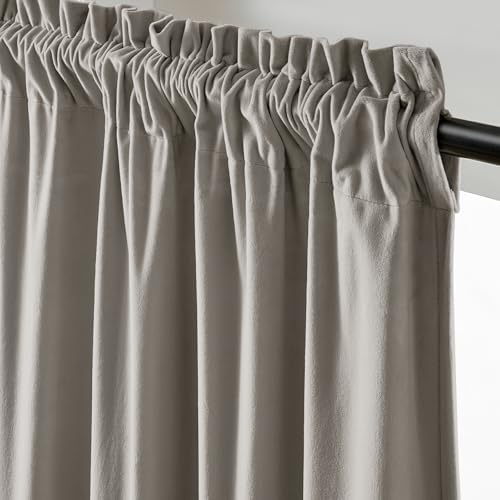 Lazzzy Velvet Curtains Grey Thermal Insulated Drapes for Bedroom