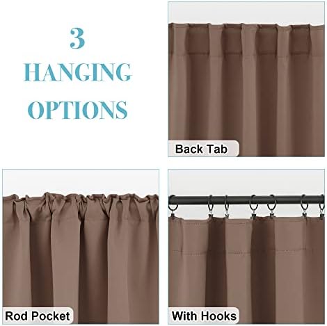 RYB HOME Blackout Curtains 72 inches Long for Bedroom, Mocha