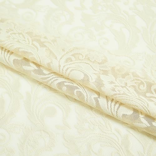 Bujasso Ivory Lace Sheer Curtains 108 inch Vintage Floral Sheer Window