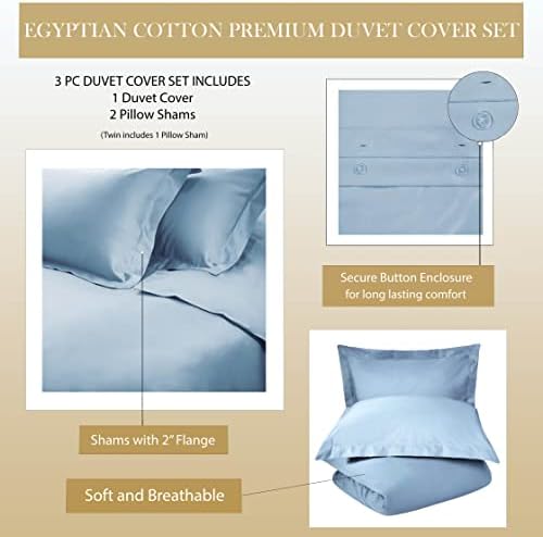 BNM Luxury Duvet Cover Set- 100% Egyptian Cotton, 650 Thread Count