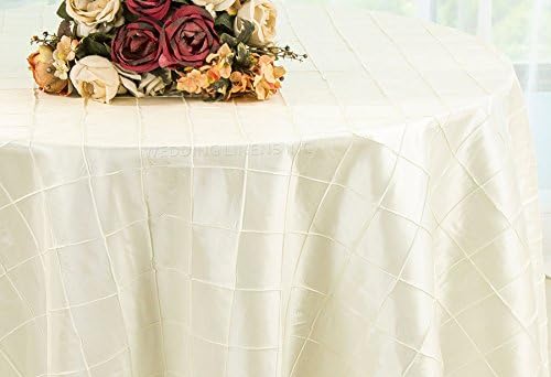 90 Inch Round Pintuck Seamless Taffeta Tablecloths Table Cover Linens