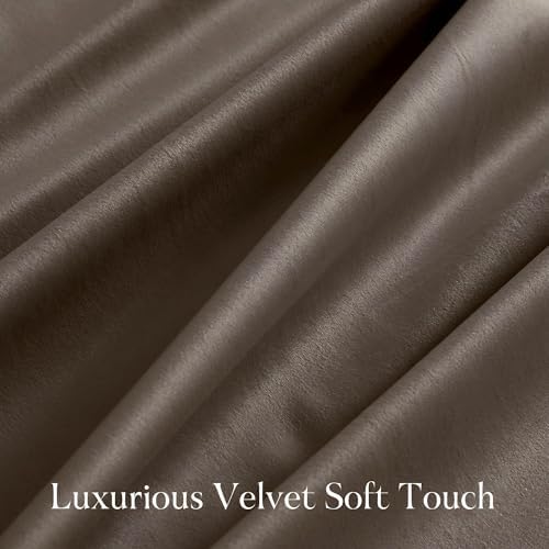 NICETOWN 120 inches Velvet Curtains - Taupe Blackout Extra Long High
