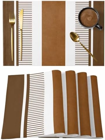 Placemats Set of 8, Modern Brown Woven Placemat, Linen Place Mats for