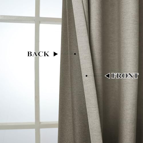 Fcosie Blackout Linen Curtains 108 Inches Long - Pinch Pleat Drapes