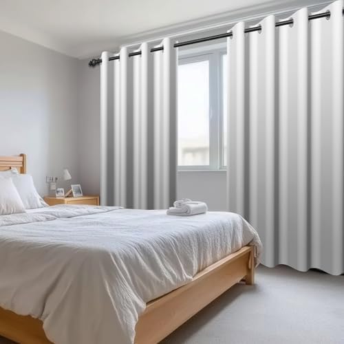 Solid Light Grey Curtains for Living Room, Modern Thermal Insulated