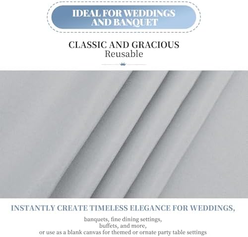 fani 10 Packs Light Grey Tablecloth - 60 x 102 Inch for 6Ft Tables