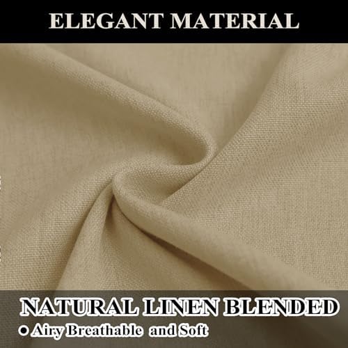 Fcosie Natural Linen Blended Curtains 63 Inches Length Blackout