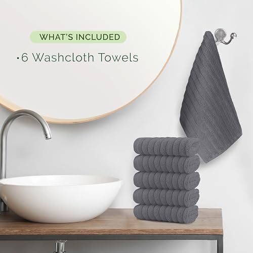 Elegant Comfort 100% Turkish Cotton Corduroy Ribbed Luxury Washcloths