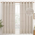YoungsTex Natural Linen Curtains 63 Inch Length 2 Panel Linen Textured