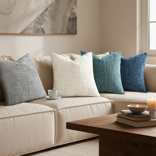 Pallene Cream White Textured Chenille Throw Pillow Covers 12x20 Set of