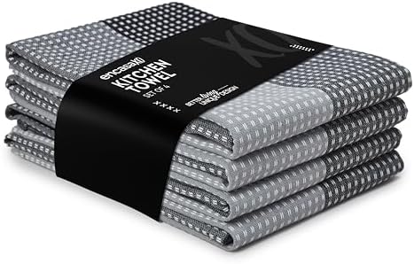 Encasa XO Kitchen Towels, Absorbent Dish Cloths 28"x18" Grey