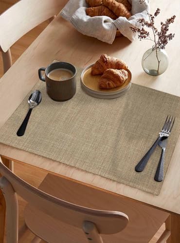 Placemats Set of 8, Brown Farmhouse Woven Placemat, Linen Place Mats