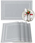 Gray Solid Color Placemats Set of 8, Cotton Linen Fabric Place Mats
