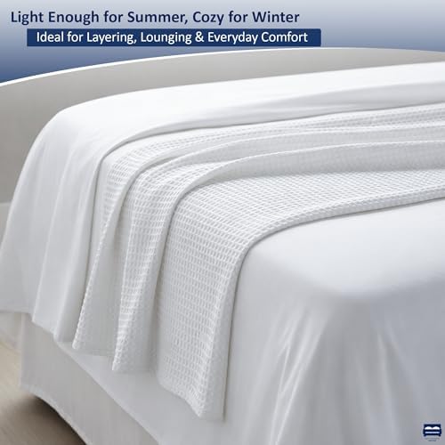 Cottingon Waffle Blanket California King Size, Tencel Cotton