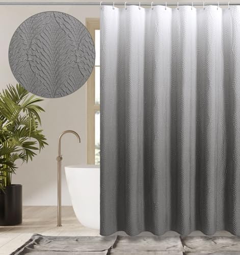 Gibelle Ombre Grey Shower Curtain for Bathroom, Farmhouse Bath Curtain
