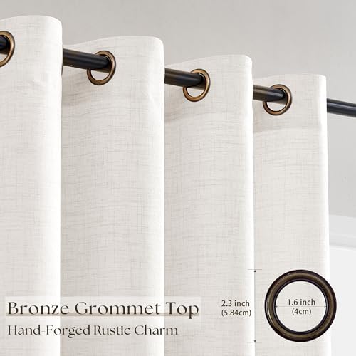 84 Inch Length 2 Panels Set Off White Linen Curtains Semi Sheer