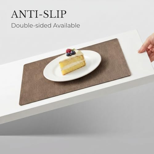 Romanstile Placemats Set of 6, Reversible Faux Leather Wipeable Table